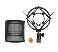 Qyrugcxs Microphone Shock Mount with Microphone Filter Windscreen Suspension Shock Mount Holder Clip