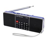 Qyrugcxs Mini Portable Rechargeable Stereo L-288 FM Radio Speaker LCD Screen Support TF Card USB Disk MP3 Music Player Loudspeaker（Blue）