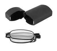 Qyrugcxs Portable 1 Pairs of Compact Folding Reading Glasses with Mini Flip Top Carrying Case for Fashion Men and Women Rotation Eyeglass +2.0 Black