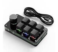 Qyrugcxs Programming Macro Custom Knob Keyboard 6 Key Copy Paste Mini Button Photoshop Gaming Keypad, RGB 6 Key Wired