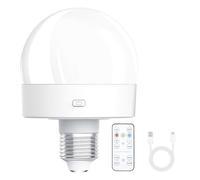 Qyrugcxs Rechargeable Battery Operated Light Bulbs, 300LM E26 Screw in Light Bulb for Lamps with Remote Control Dimmable&Timer