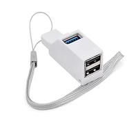 Qyrugcxs USB 3.0 HUB Adapter Extender Mini Splitter Box 3 Ports for PC Laptop Mobile Phone High Speed U Disk Reader,White