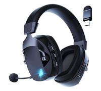 Qyrugcxs Wireless Gaming Headset with Mic 2.4G Bluetooth Headphone USB 3.5mm Wired 3 Modes for PC,Laptop, Black