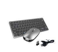 Qyrugcxs Wireless Keyboard and Mouse Kit Rechargeable 2.4G Blue Tooth Combination Keys for IOS/Android/Keyboard Easy Install Gray