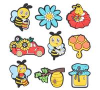 QYSEOFON Pack of Lovely Animals Shoe Charms Cute Bee Panda Shoes Decorations Men Women Funny Pets Cats Cartoon Accessories for Birthday Gifts, Honey, S