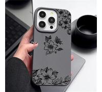 QYSFriday Compatible with iPhone 13 Case,Cute Flowers Pattern Soft TPU Bumper Faux Leather Pattern Phone Case Shockproof Protective Cover,Gray