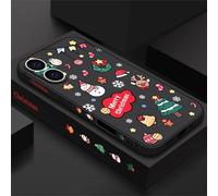 QYSFriday for iPhone 12 Cute Cartoon Christmas Snowman Print Case,Camera Lens Protection Rubber Soft Skin Bumper Shockproof Protection Cover,Black