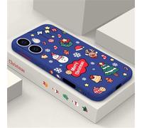 QYSFriday for iPhone 17 Cute Cartoon Christmas Snowman Print Case,Camera Lens Protection Rubber Soft Skin Bumper Shockproof Protection Cover,Dark Blue