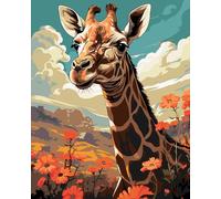 QYSFriday Paint by Numbers for Adults Beginner - Paint by Number Kits for Children Kids, Animal Painting by Numbers for Adults Beginner DIY Canvas Oil Painting Without Frame 16 x 20 Inch (Giraffe)