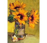 QYSFriday Paint by Numbers, Sunflowers Paint by Numbers Kits for Adults Beginners 40 x 50 cm Flower Color by Number Kits Drawing Paintwork with Paint Brushes Without Frame