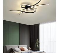 QYSMGS LED Ceiling Light Oval Black and Gold Ceiling Lamp with Remote Control 100CM Modern Flush Mount Dimmable Ceiling Lights for Living Room Bedroom Dining Room Kitchen Island (Black, 80CM)