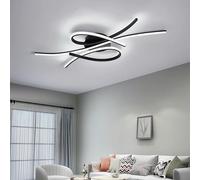 QYSMGS LED Oval Black and Gold Ceiling Lamp with Remote Control - Modern Flush Mount Dimmable Ceiling Lights for Living Room, Bedroom, Dining Room, Kitchen Island (Black, 100CM)