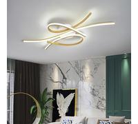 QYSMGS LED Oval Black and Gold Ceiling Lamp with Remote Control - Modern Flush Mount Dimmable Ceiling Lights for Living Room, Bedroom, Dining Room, Kitchen Island (Gold, 100CM)