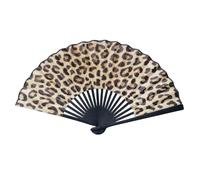 QyueQyat 1 Leopard Print Hand Fan Folding, Portable Folding Fan for Dance Events and Summer Parties, Compact Rave Fan with Vibrant Pattern Design for Outdoor Cooling and Festive Occasions