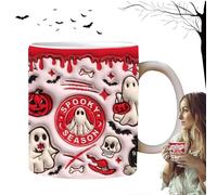 Qyuhbkkl Halloween Ghost Cup,Spooky Halloween Ghost Mug for Coffee - Ceramic Drinking Mugs, Ghost Pumpkin Mug for Soup, Water, Juice, Wine, Whiskey