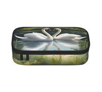 QYUHBNS Beautiful White Swans On The Lake Print Pencil Case with Zipper,Lightweight Portable Stationery Bag