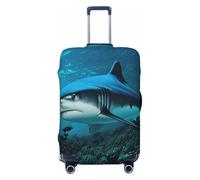 QYUHBNS Blue Shark Print Elastic Suitcase Cover,Washable,Lightweight,Fashion(S-XL)
