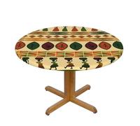 QYUHBNS Bohemia Style Traditional African Pattern Printed Round Tablecloth For Party Courtyard Banquet Holiday Tabletop Decoration,100 Cm