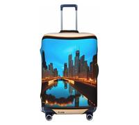 QYUHBNS Chicago Reflected Print Elastic Suitcase Cover,Washable,Lightweight,Fashion(S-XL)