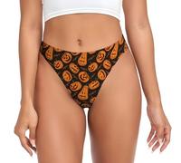 QYUHBNS Comfortable Halloween Pumpkin Print Women'S G String Thong,Breathable Invisible Fit For Everyday Wear Black