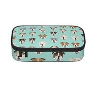 QYUHBNS English Bulldog Faces Print Pencil Case with Zipper,Lightweight Portable Stationery Bag