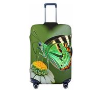 QYUHBNS Green Leaf Colorful Butterfly Print Elastic Suitcase Cover,Washable,Lightweight,Fashion(S-XL)