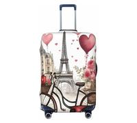 QYUHBNS Love Paris Tower Coffee Wine Perfume Bicycle Heart Print Elastic Suitcase Cover,Washable,Lightweight,Fashion(S-XL)