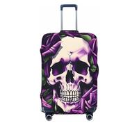 QYUHBNS Many Purple Rose Skull Print Elastic Suitcase Cover,Washable,Lightweight,Fashion(S-XL)