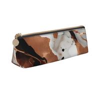 QYUHBNS Marble Texture Copper Splatter Print Portable Lightweight Pencil Case,Zipper Leather Pen Bag