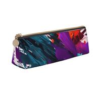 QYUHBNS Paint Splatter Print Portable Lightweight Pencil Case,Zipper Leather Pen Bag