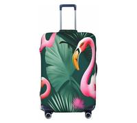 QYUHBNS Palm Leaf and Flamingos Couple Print Elastic Suitcase Cover,Washable,Lightweight,Fashion(S-XL)