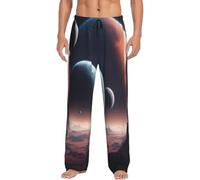 QYUHBNS Space Planet Print Men'S Pajama Pants,Breathable Soft,Stylish Funny Print Lounge Pants