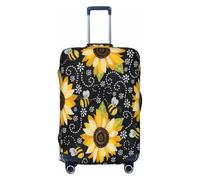 QYUHBNS Sunflower Bees Print Elastic Suitcase Cover,Washable,Lightweight,Fashion(S-XL)