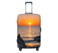 QYUHBNS Sunset Dolphins Print Elastic Suitcase Cover,Washable,Lightweight,Fashion(S-XL)