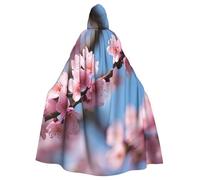 QYUHBNS Unisex Full Length Beautiful Cherry Blossoms Print Hooded Cloak,Carnival Dress Up,For Parties,Cosplay