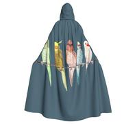 QYUHBNS Unisex Full Length Colorful Parrots On Tree Print Hooded Cloak,Carnival Dress Up,For Parties,Cosplay
