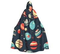 QYUHBNS Unisex Full Length Outer Space Planet Print Hooded Cloak,Carnival Dress Up,For Parties,Cosplay