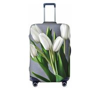 QYUHBNS White Tulips Flowers Print Elastic Suitcase Cover,Washable,Lightweight,Fashion(S-XL)