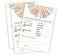 qyuvanbu Sunshine Predictions & Advice Baby Shower Game Kit - Retro Here Comes The Sun - 30 Double-Sided Fill In Game Cards For Baby Shower, Gender Reveal Party Favor, Activity & Supplies - A01