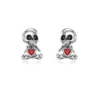 Qyvit Ghost Bat Skull Stud Earrings 925 Sterling Silver Gothic Earrings Halloween Gothic Jewelry for Women, Sterling Silver, Base