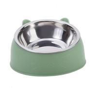 QYWT Cat Bowls, Stainless Steel Pet Dog Bowls, Non-Slip 15 Degree Tilt Dog Cat Food Bowl, Raised Cat Feeding Water Bowl, Multifunctional Pet Supplies Accessories,Green