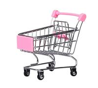 QYWT Mini Supermarket Handcart Small Shopping Cart Trolley Toy Desktop Storage Shopping Cart Model Decoration Storage Toy Gift,Pink