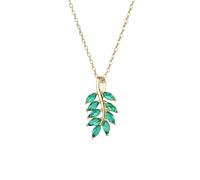 QYWXJL accessories For Women And Girls, Shaped Neck Chain Four Leaves Plant Green Crystal Pendant, Short Leaf Necklace