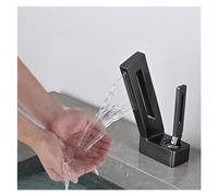 QYWXJL All Copper Waterfall Bathroom Faucet Hot and Cold Mixer for Household Vanity Single Hole with Hollow Basin Beneath