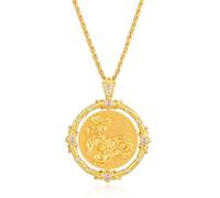 QYWXJL Birth Flower Necklaces for Women 14K Gold Plated Birth Flower with Birthstone Reversible Disc Pendant Necklaces Jewelry Gifts
