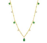 QYWXJL Crystal Heart Silver Green Zircon Necklace Women Exquisite Gold Cnecklace The for Women/Silver Color