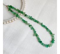 QYWXJL Crystal Necklaces For Women, Natural Green Aventurine Irregular Gravel Choker Necklace Reiki Chakra Necklace Dainty Chain Yoga Meditation Jewelry Trendy Gift For Girl Women Men