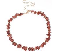 QYWXJL Crystal Pendant Necklace, Crystal Stone Necklace Dainty Bohemia Gravel Natural Golden Sandstone Choker Reiki Amulet Chakra Necklace Chain Yoga Meditation Jewelry Choker For Girl Women