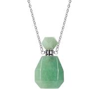 QYWXJL Crystal Pendant Necklace,Crystal Stone Necklace Natural Green Aventurine Perfume Bottle Pendant Necklace Chakra Reiki Gem Stone Necklace Chain Choker Ladies Men Couple Jewelry