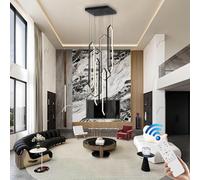 QYWXJL Dimmable Chandelier - Large Geometric Aluminum Pendant Light for Dining Room, Adjustable Height Ceiling Lamp for Living Room, Bedroom, Hotel & Villa